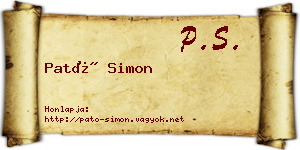Pató Simon névjegykártya
